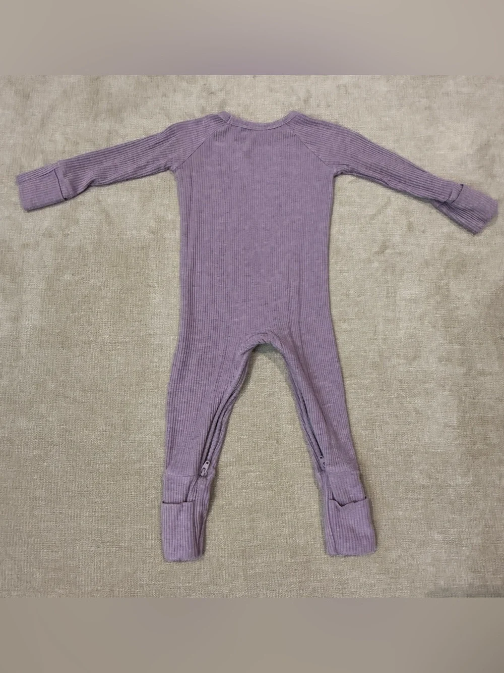 Little Sleepies Heather Smokey Lavender Ribbed Crescent Zippy 3-6 Months